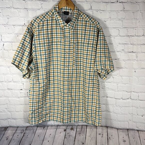 Vertx Snap Shirt Mens Large Green Plaid Button Outdoor Hiking Short Sleeve - Picture 1 of 9